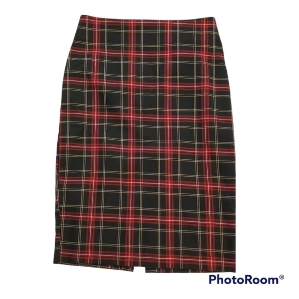 DARK academia red black plaid pencil skirt size small